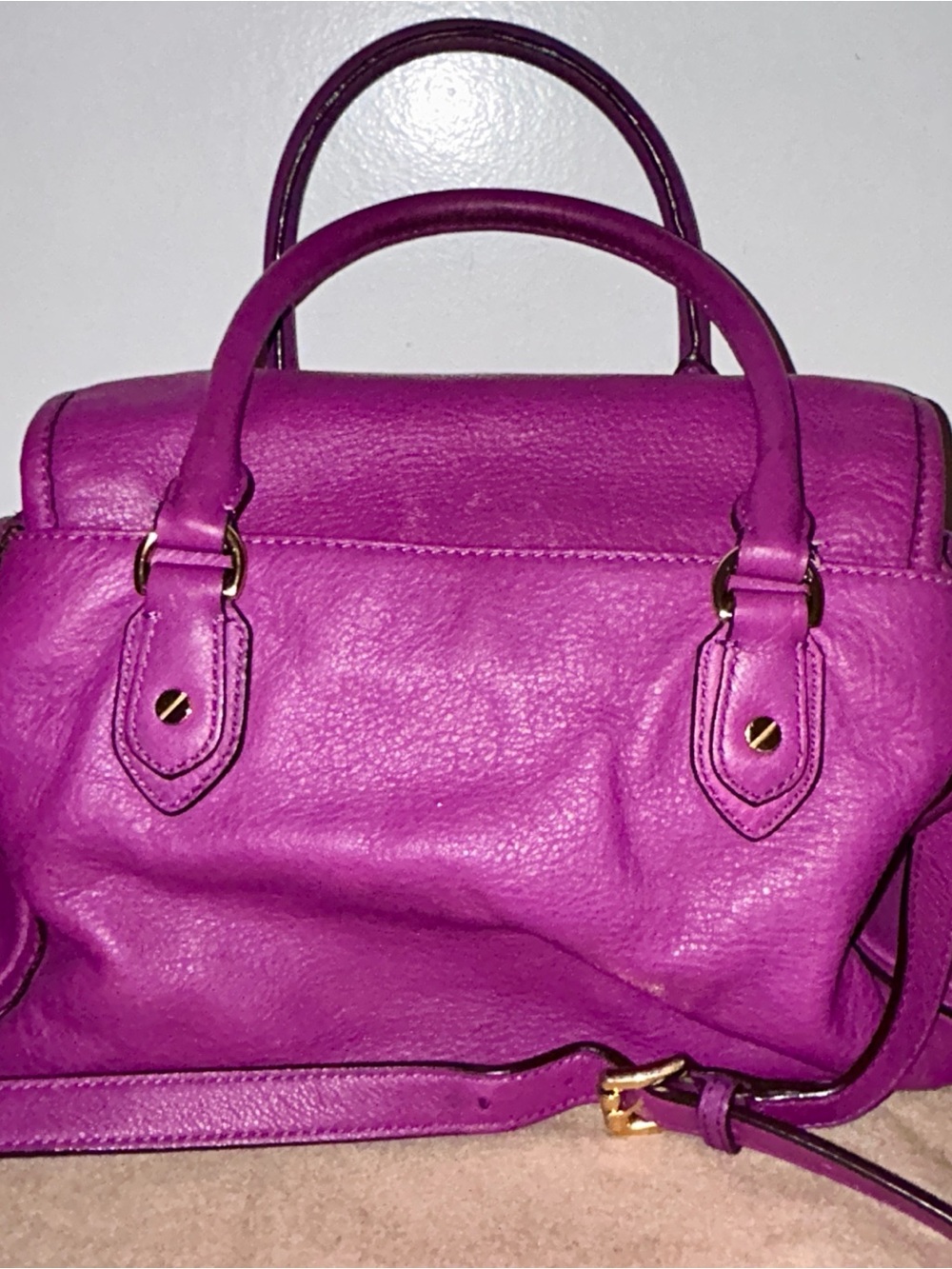 Michael Kors -Large Vibrant Purple Pebbled Leather Margo Satchel- EUC - Picture 6 of 12